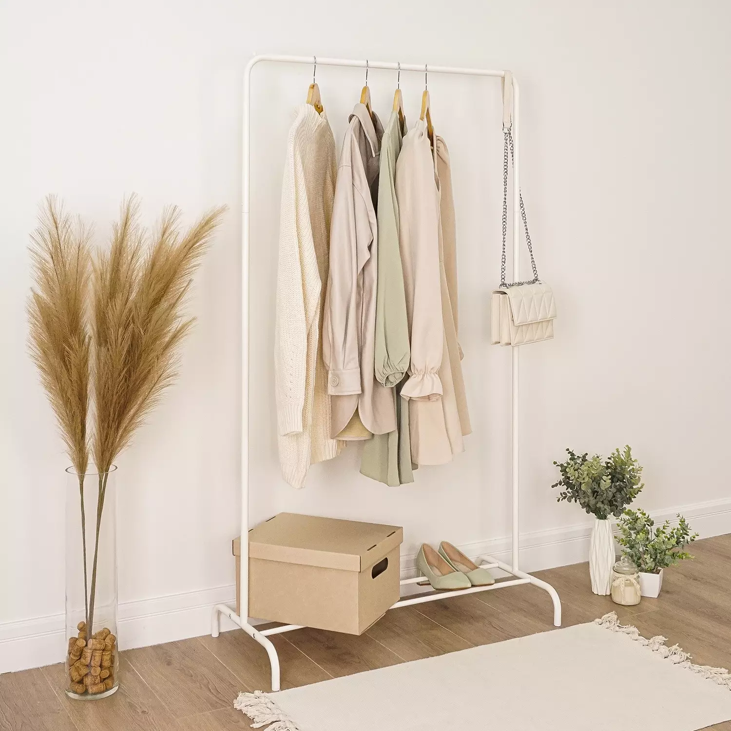 Вешалка напольная для одежды гардеробная 820х390х1470 мм разборная ЗМИ Радуга 1 ВГ АР1 Б белый