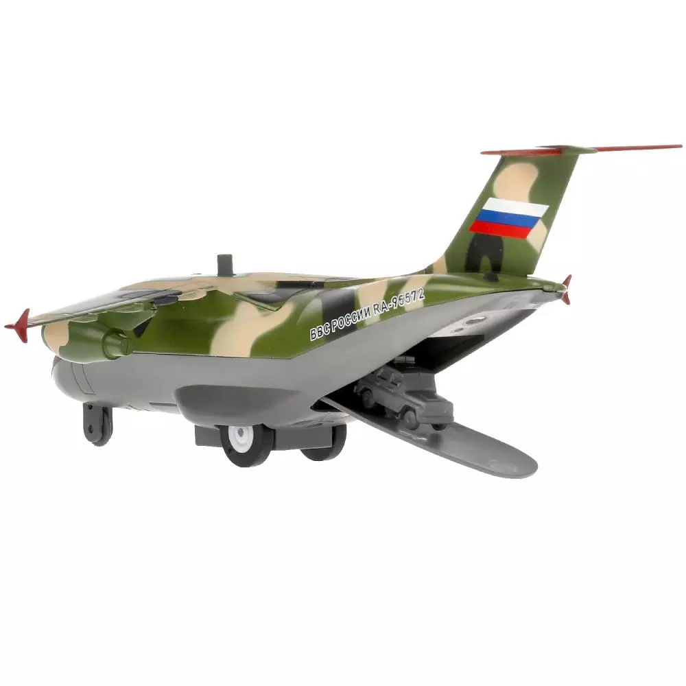 САМОЛЕТ модель ВОЕННО-ТРАНСПОРТНЫЙ 20 см,металл, свет-звук , люк Технопарк PLANE-20SLMIL-GN камуфл