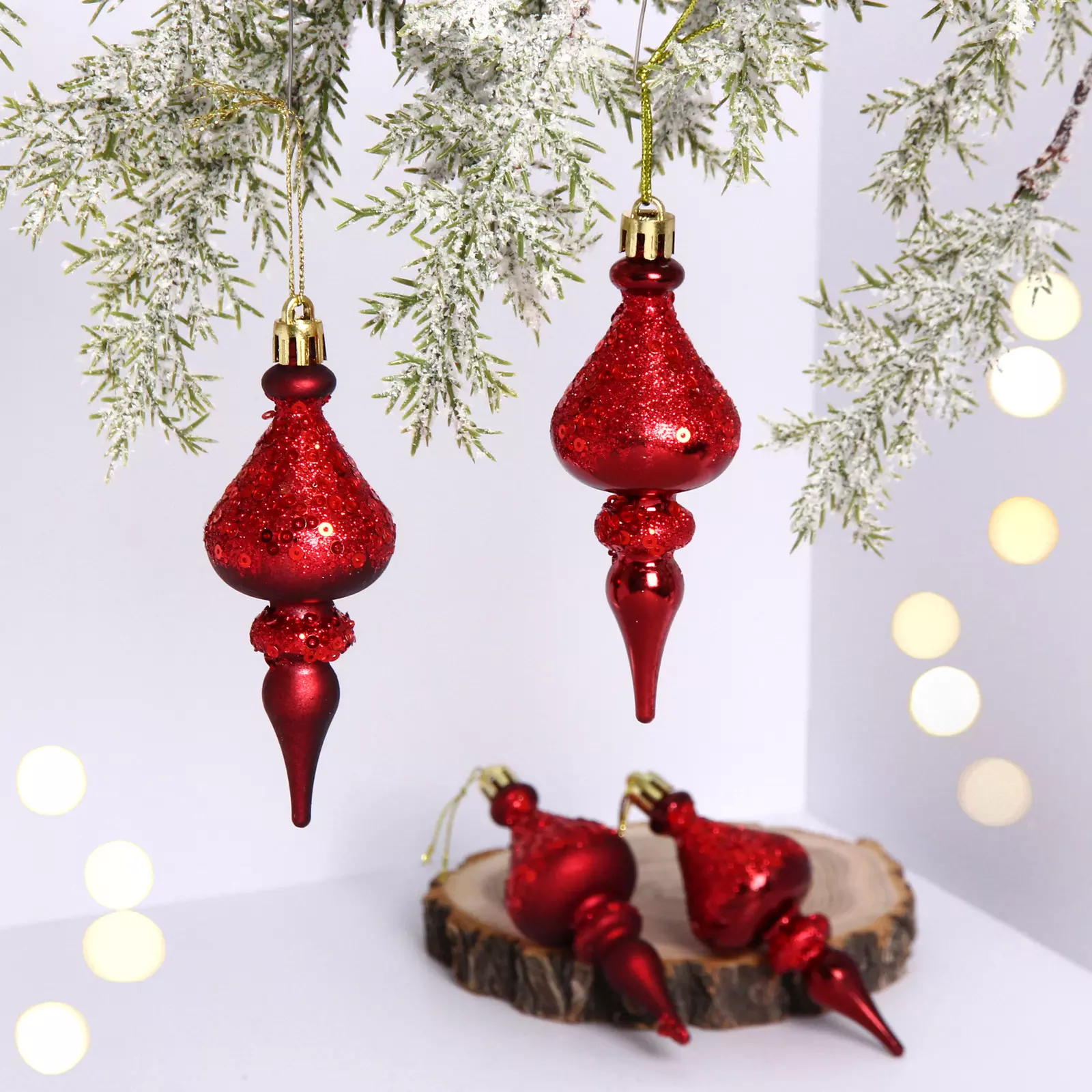 Елочные украшения Glamour 10 см (4 шт) рубин 107-6162
