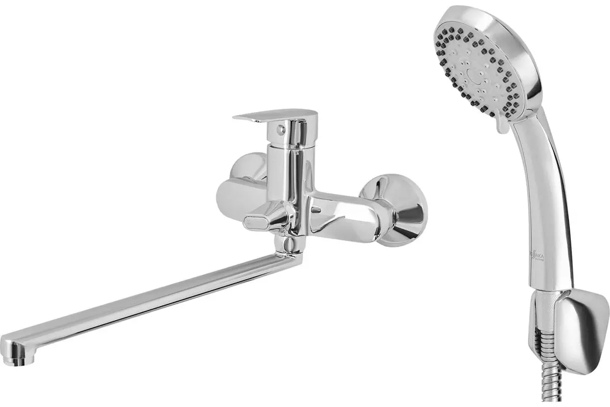 Смеситель для ванны, длинный излив 35 см, хром, ROSSINKA S35-33 моно, латунь