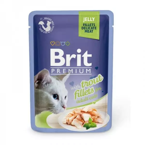 Влажный корм для кошек форель в желе, 85 г Brit Premium