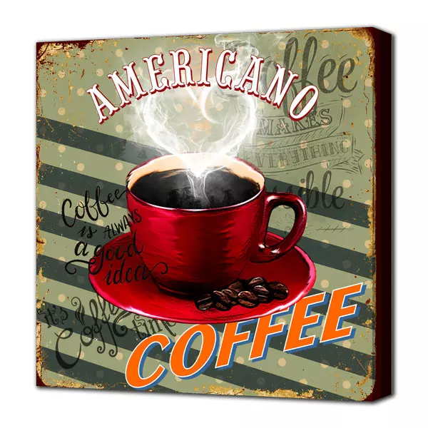 Картина на холсте (канвас) Coffee Americano. KH36 31x31