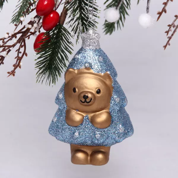 Елочная игрушка Медвежонок-Елочка 7,5*5*12 см, голубой 916-0743