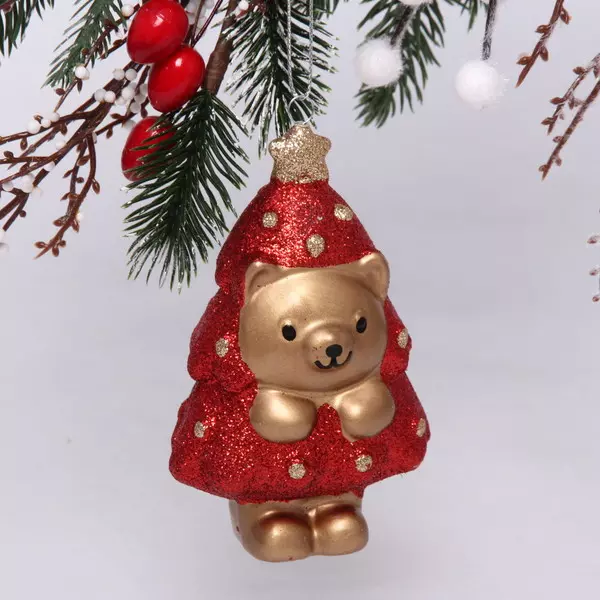 Елочная игрушка Медвежонок-Елочка 7,5*5*12 см, красный 916-0741