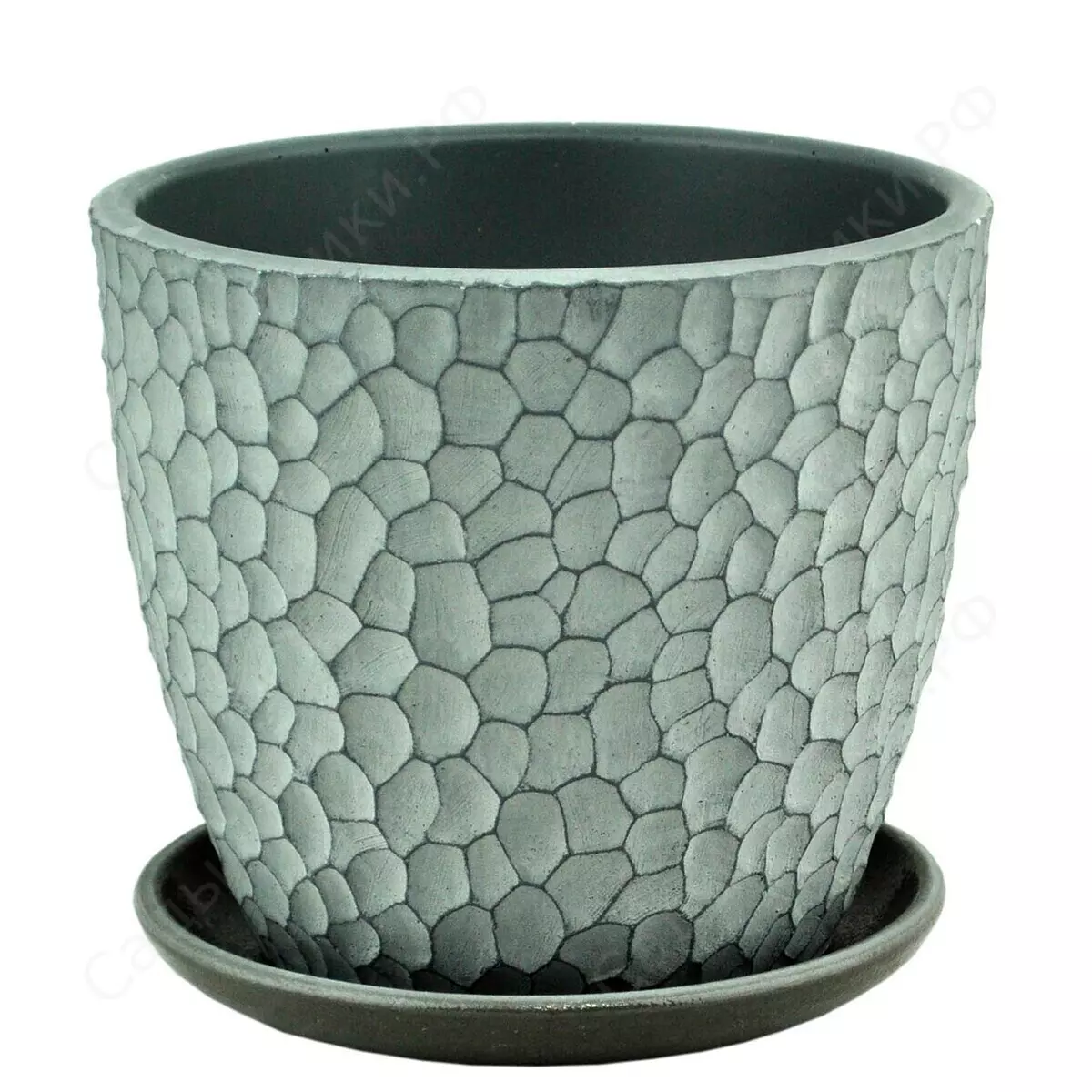 Керамический горшок d-14,6 см, 1,3 л Манго серый бутон №2