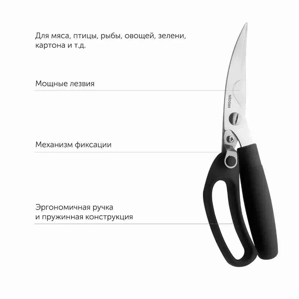 Кухонные ножницы 230 мм, многофункциональные, нерж. таль, NADOBA, серия Borga 723315