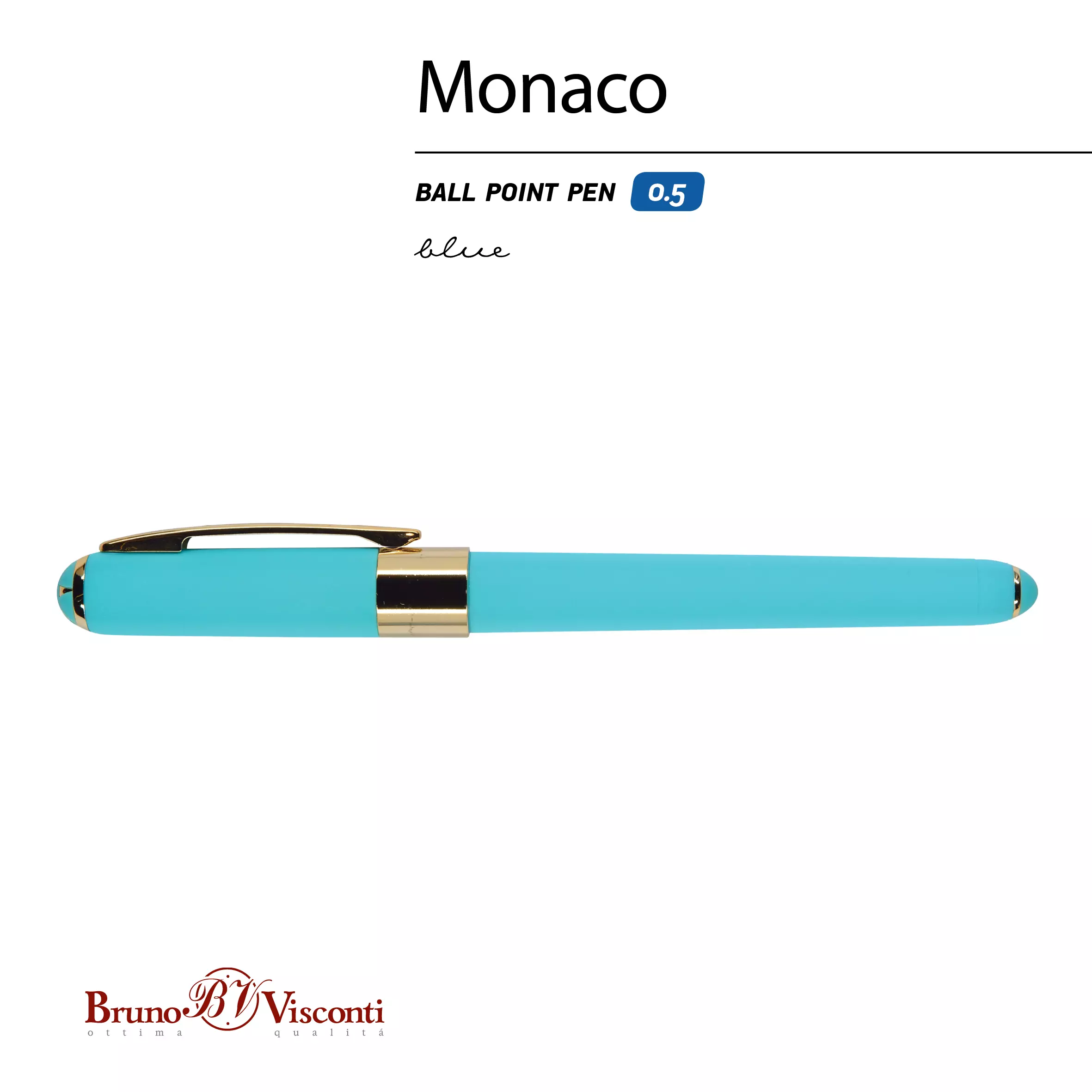 Шариковая ручка синие чернила, BrunoVisconti Monaco, небесно-голубой корпус, 20-0125/10