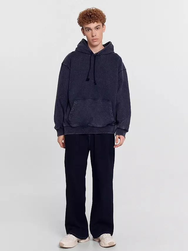Худи мужское Mark Formelle 121896 ACID WASH черное олово, р-р 104-170/176 (52 / XL)