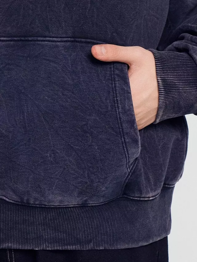 Худи мужское Mark Formelle 121896 ACID WASH черное олово, р-р 104-170/176 (52 / XL)