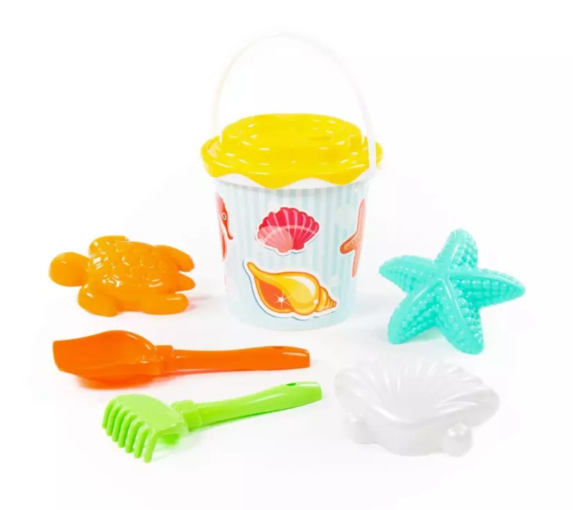 Песочный набор 5 пр №357 Ведро детское + ситечко + лопатка + Грабли детские + формочки Полесье 35813