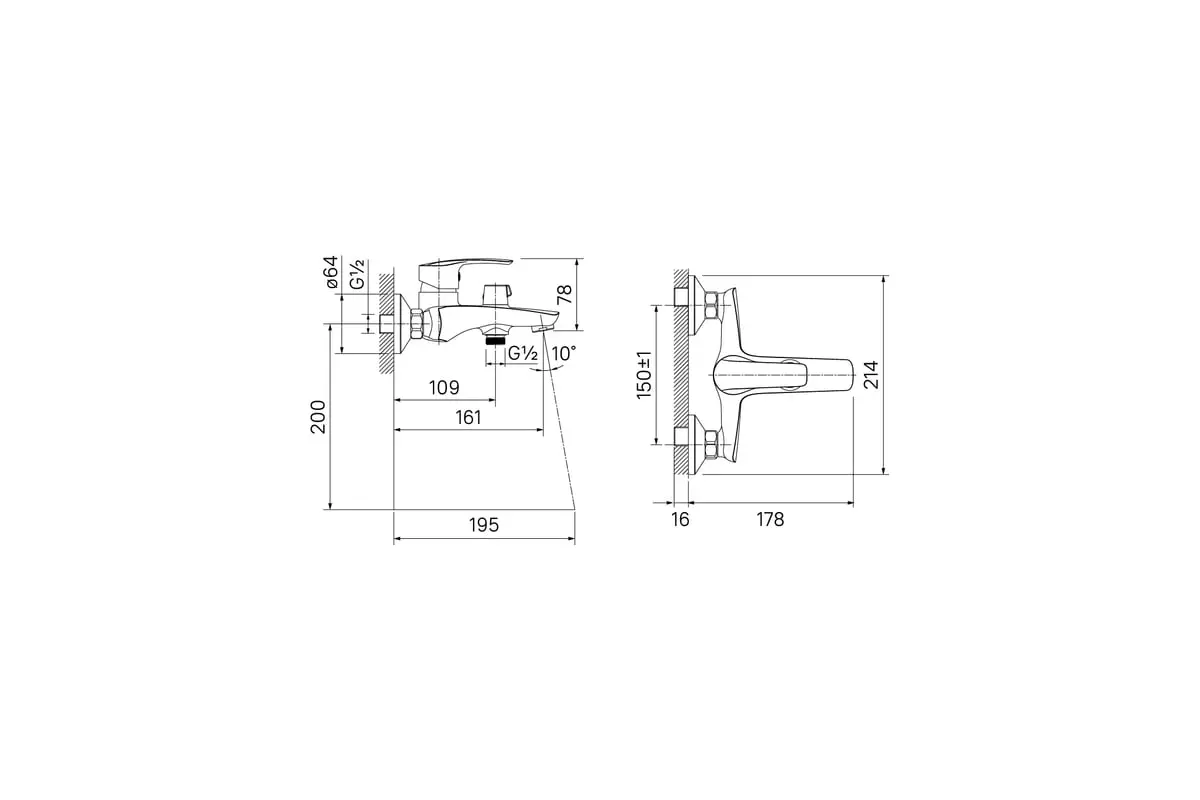 Смеситель для ванны, хром Iddis Ray RAYSB02i02WA, латунь