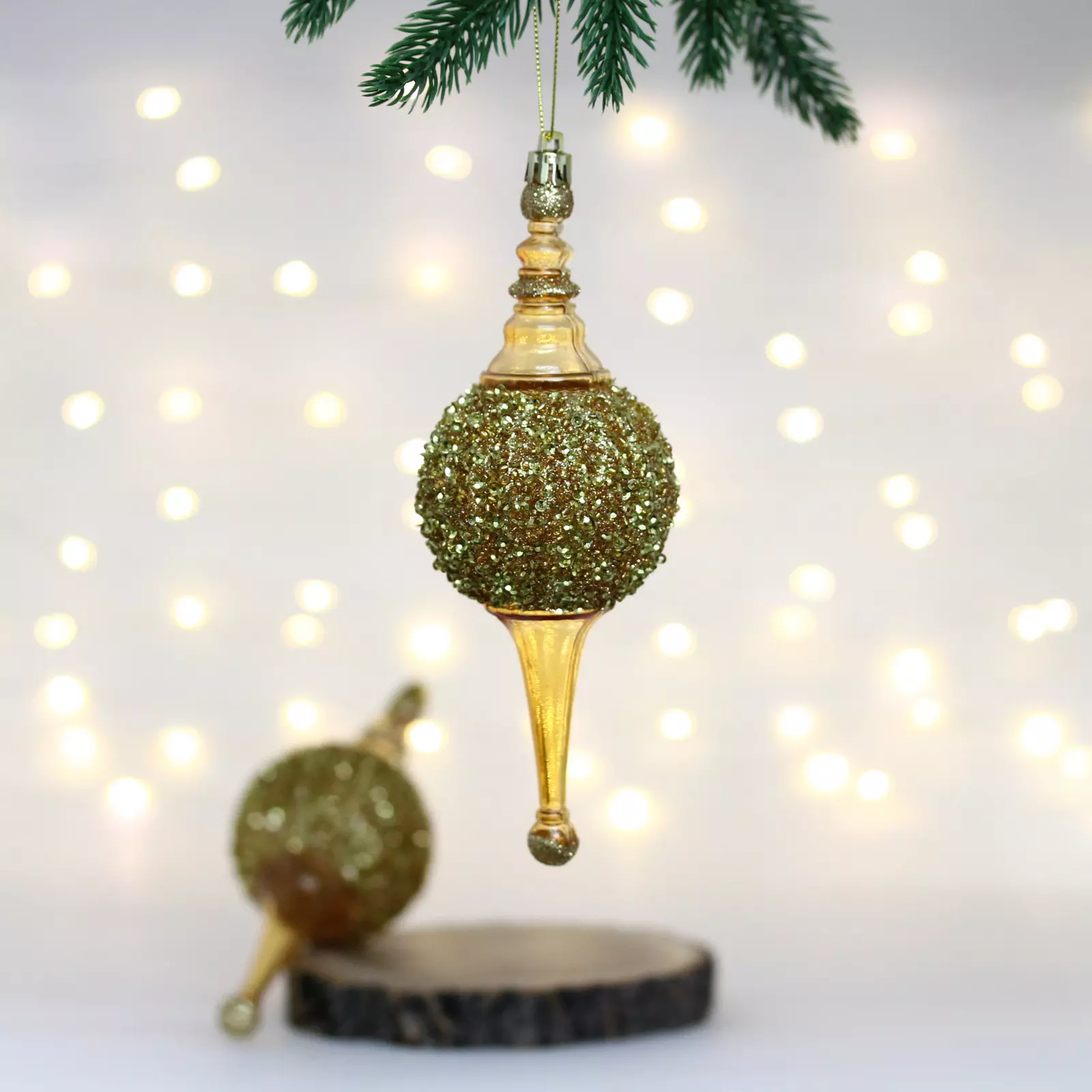 Елочные украшения Мерцание ночи 7х7х20 см (2 шт) золотой 107-6138