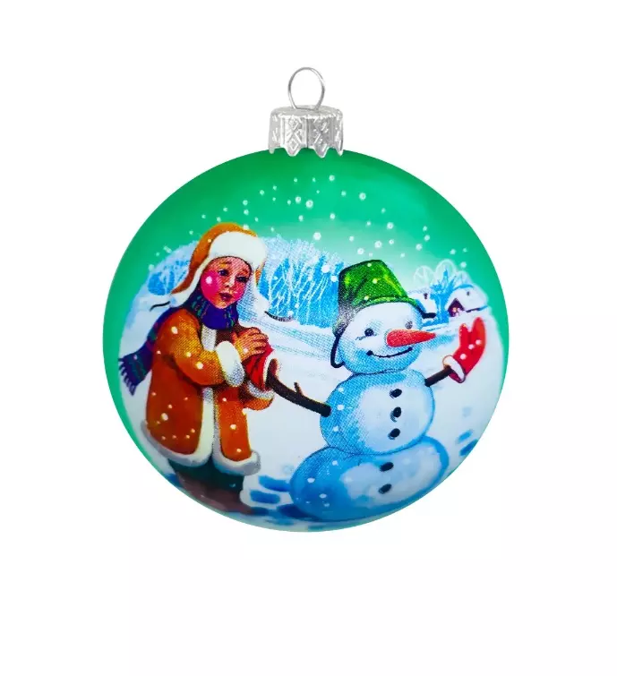 Новогодний шар стекло Мальчик и снеговик 6,5 см Коломеев КУ-65-214131