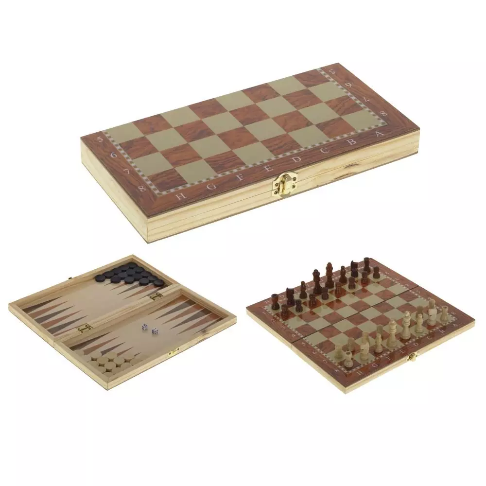 Игры настольные 3 в 1 (шахматы, шашки, нарды), L29 W15 H3,5 см