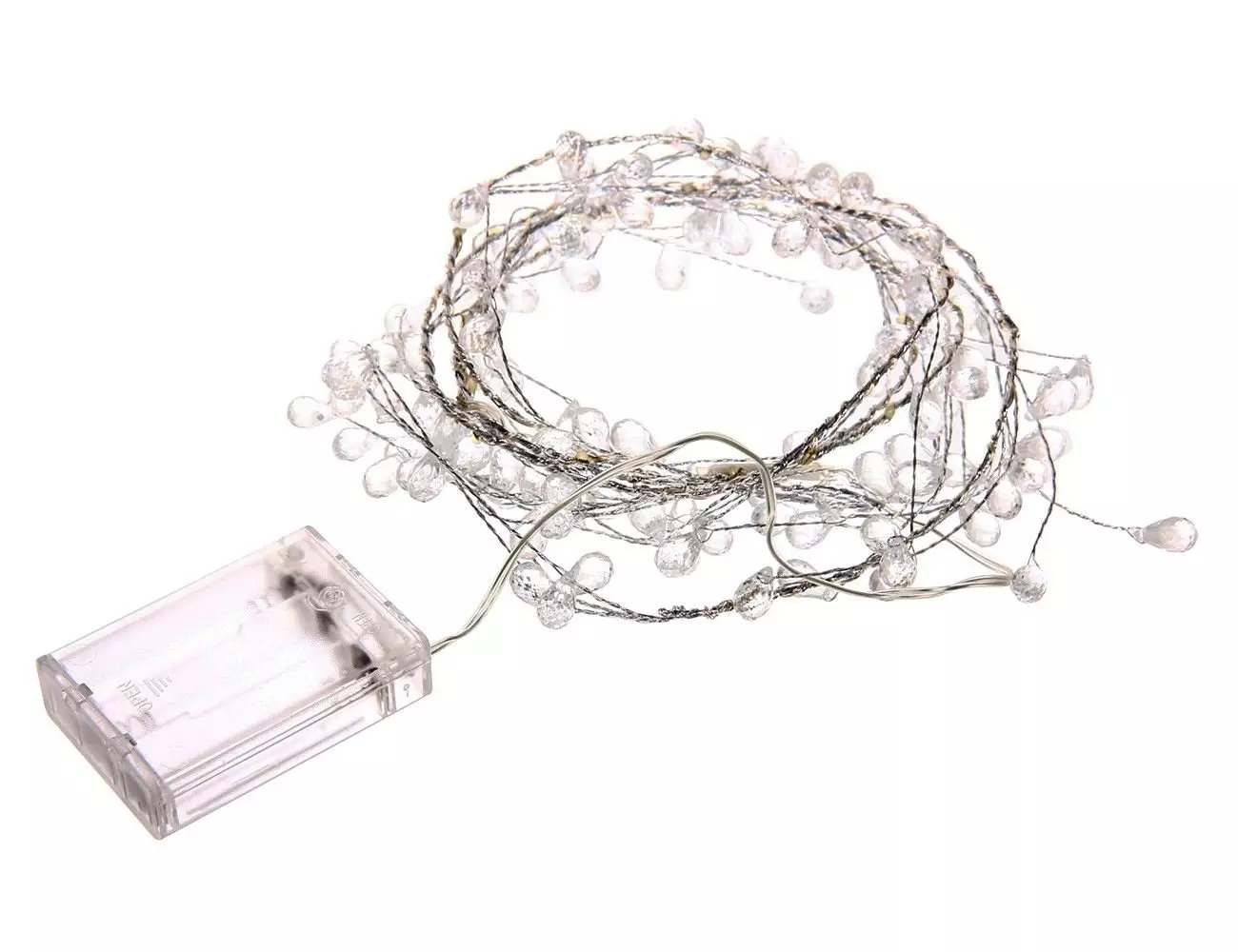 Гирлянда на батарейках Сверкающие хрусталики 1,5 м 18 ламп теплый 183-0001