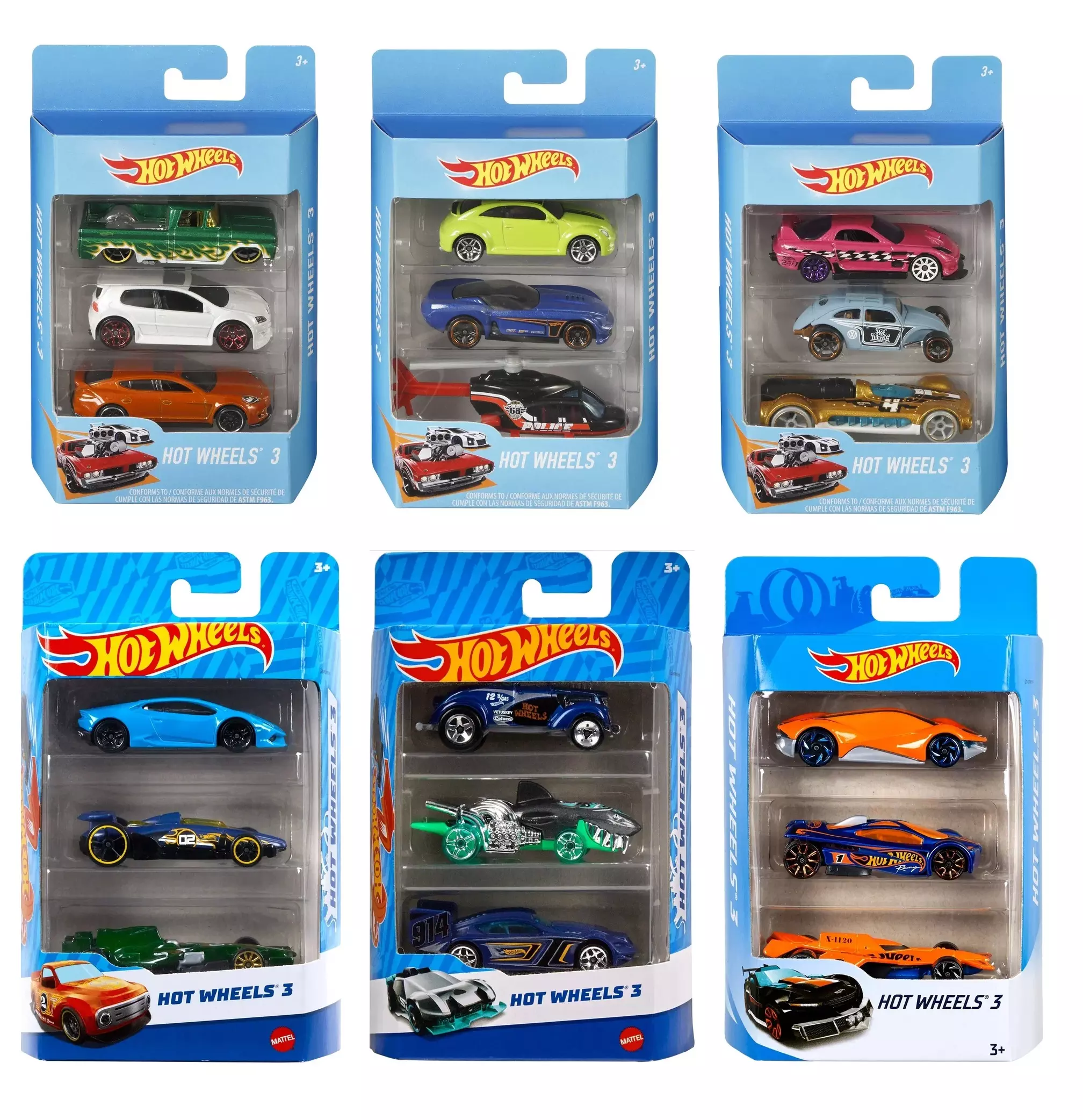 Hot Wheels, игровой набор машинок (3шт.), тематический, 1:64,Хот Вилс Mattel, K5904
