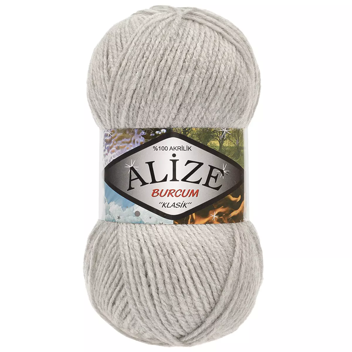 Пряжа Alize burcum klasik 100гр. 210м светло-серый меланж 100% акрил