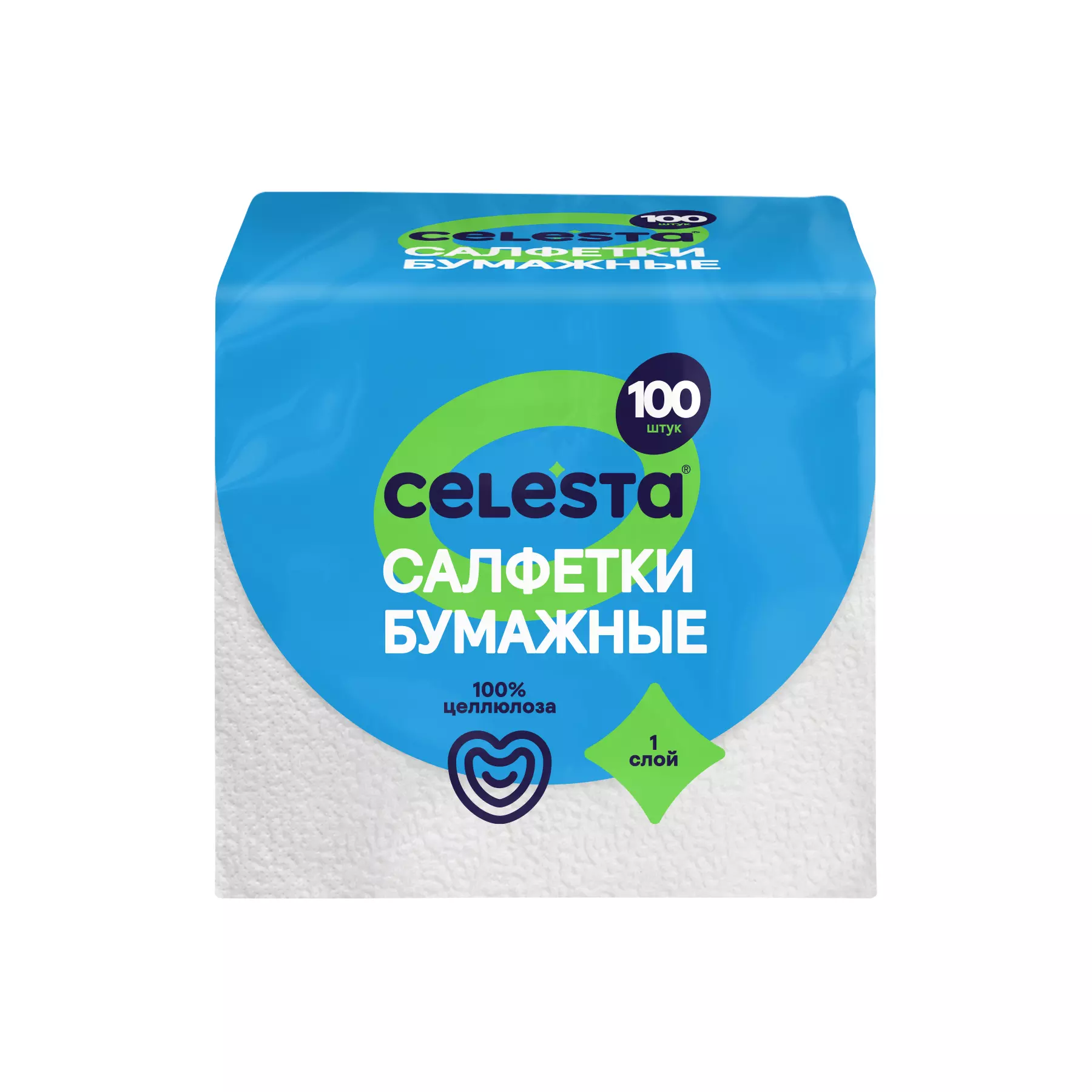 Салфетки бумажные белые CELESTA 24*24см 100шт