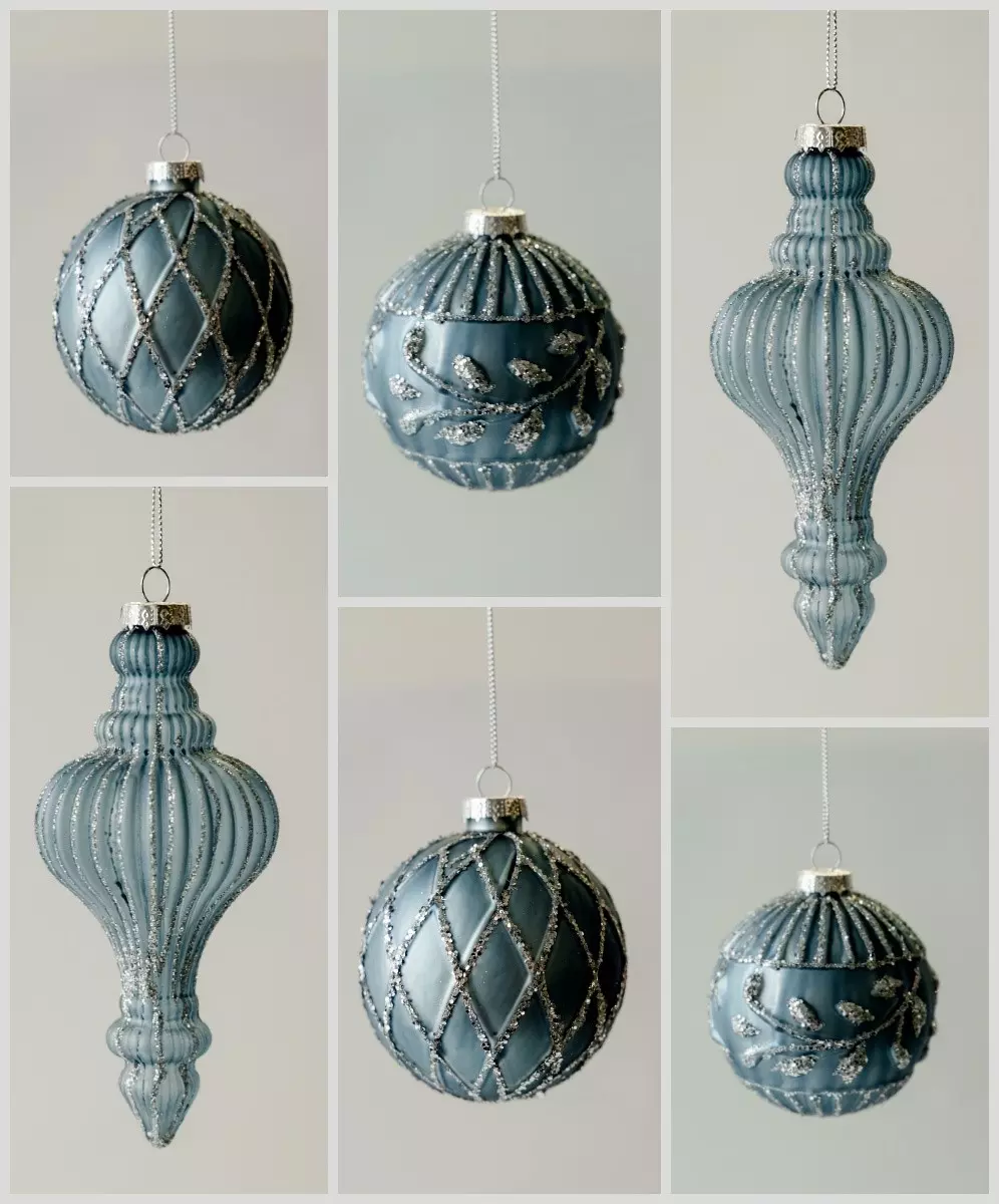 Елочные украшения стекло (12 шт) Волшебство на ветках VNV23/12-115