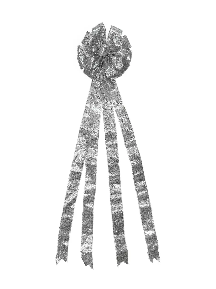 Декоративное украшение БАНТ Серебряный из полиэстера / 4x130x28см 91408
