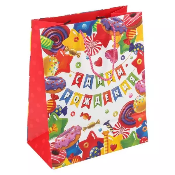 Подарочный пакет 26х32х10 см флажки PL-122082-HBZ3