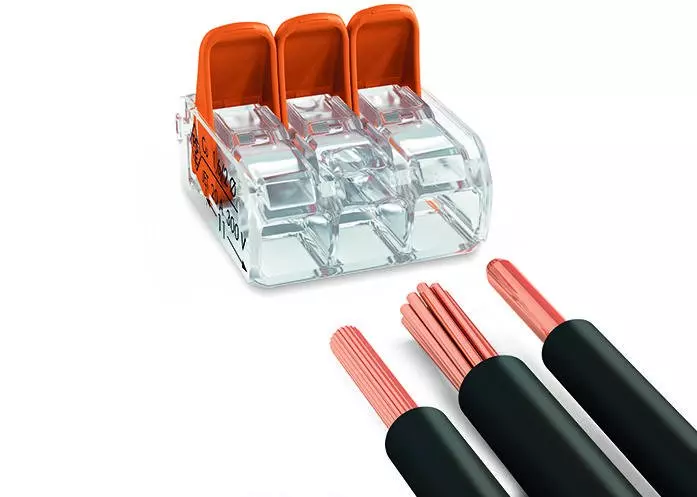 Клеммы соединительные с рычажком на 3 провода 4мм2 6шт прозрачные Wago 221-413