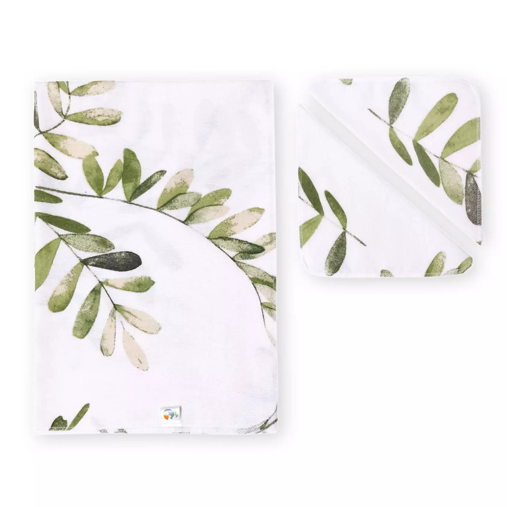 Пеленка фланель 80х100 см + 2 платочка, листочки ToucanKids 2001-15