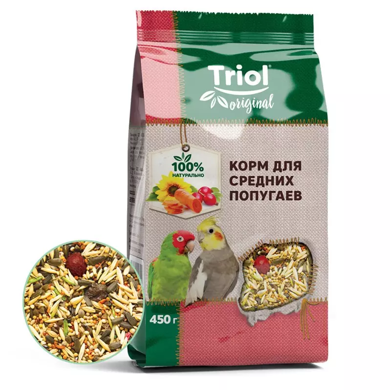 Корм для средних попугаев 450г Triol Original