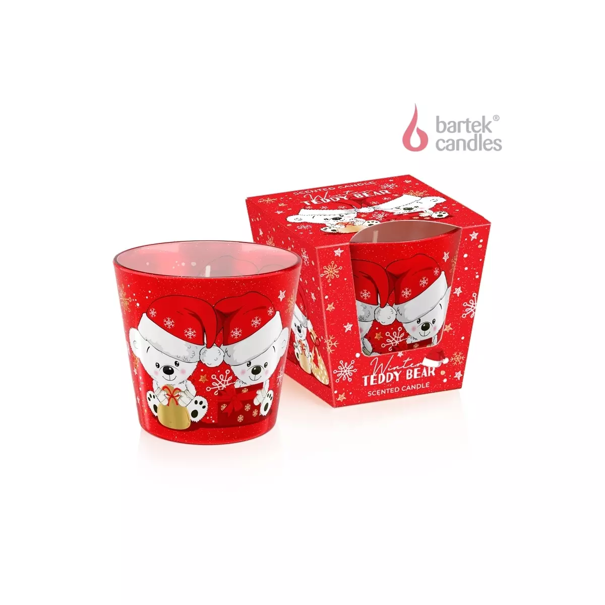 Cвеча ароматизированная в стакане 115 г Bartek Зимний Плюшевый мишка/Winter Teddy Bea