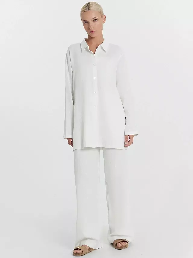 Блузка женская удлиненная Mark Formelle 122854/1 белый, р-р 170-104-110 (52 / XXL), лен