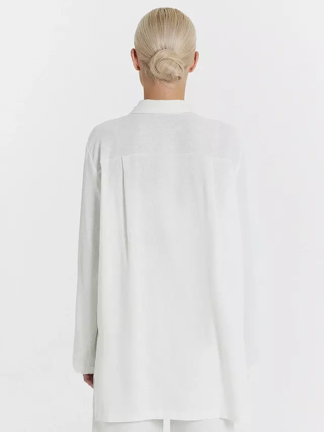Блузка женская удлиненная Mark Formelle 122854/1 белый, р-р 170-104-110 (52 / XXL), лен