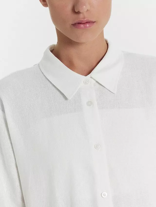 Блузка женская удлиненная Mark Formelle 122854/1 белый, р-р 170-104-110 (52 / XXL), лен