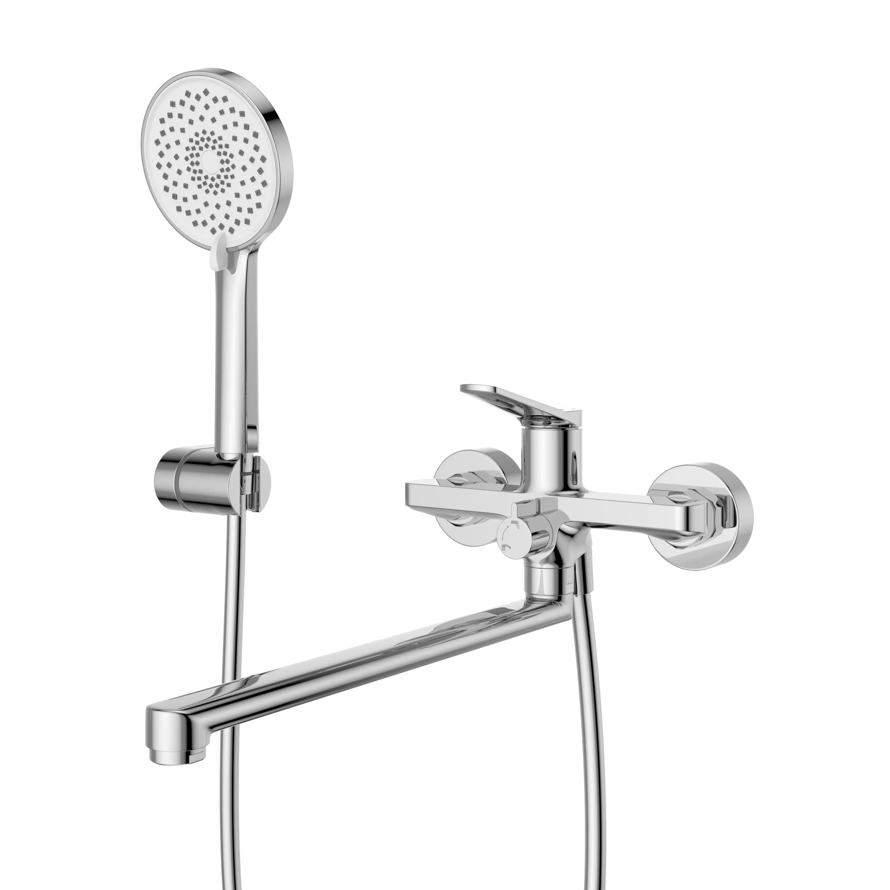 Смеситель для ванны и душа, длинный излив 37 см, хром  BelBagno UNIQUE-VASM-L-CRM с ручным душем, шл