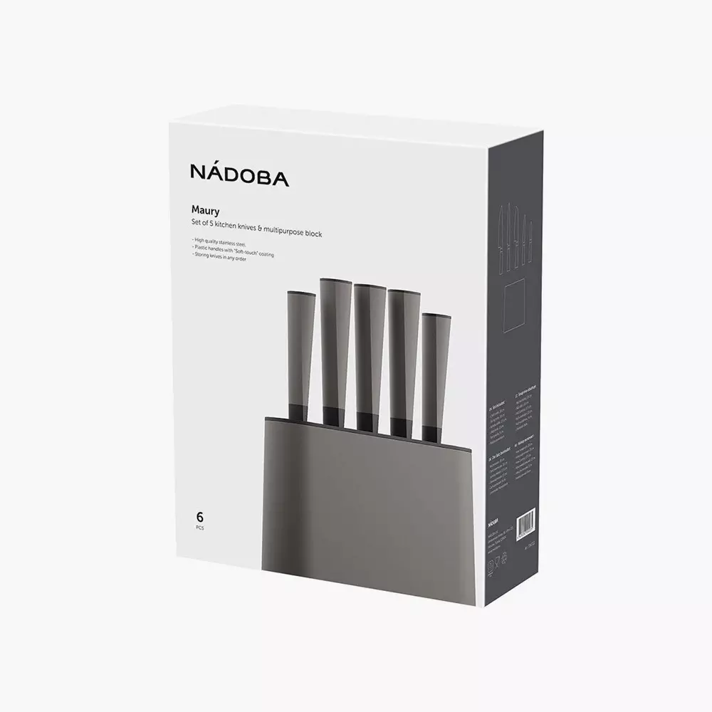 Набор кухонных ножей из 6 предметов (5 ножей и подставка) NADOBA, серия MAURY 724722