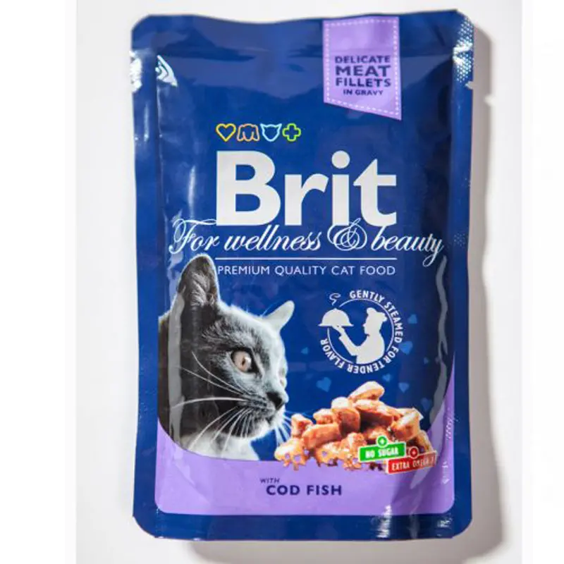 Влажный корм для кошек треска в соусе, 85 г Brit Premium