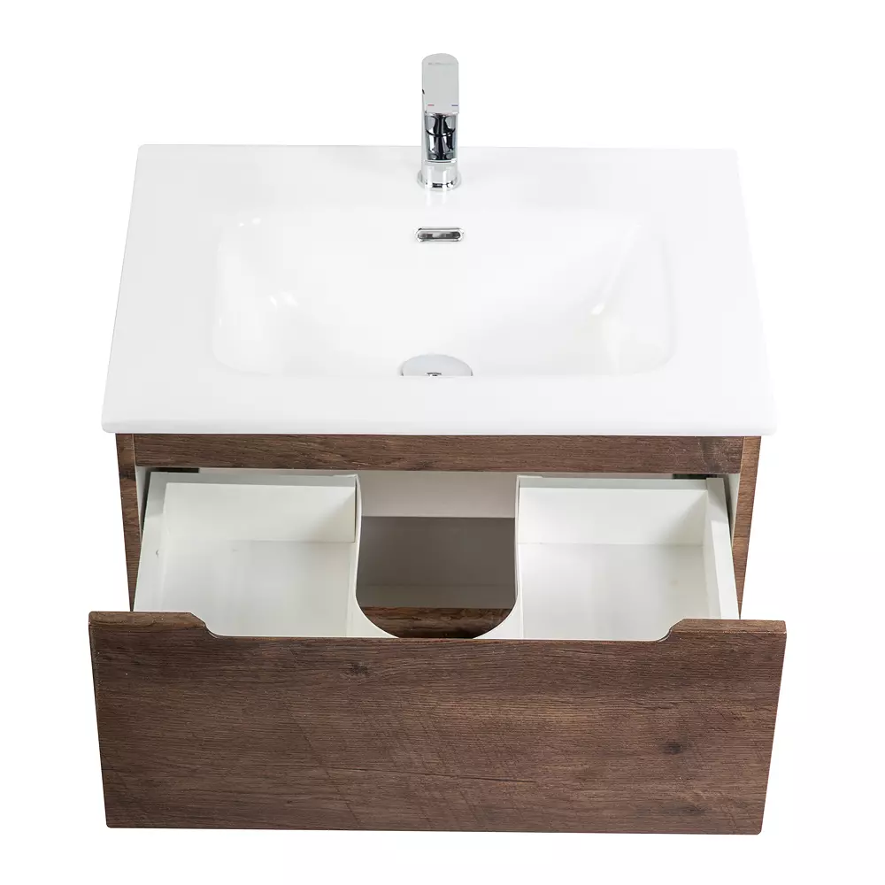 Подвесная тумба с раковиной BelBagno 60 см темное дерево ETNA-600-2C-SO-RW-P+BB600ETL