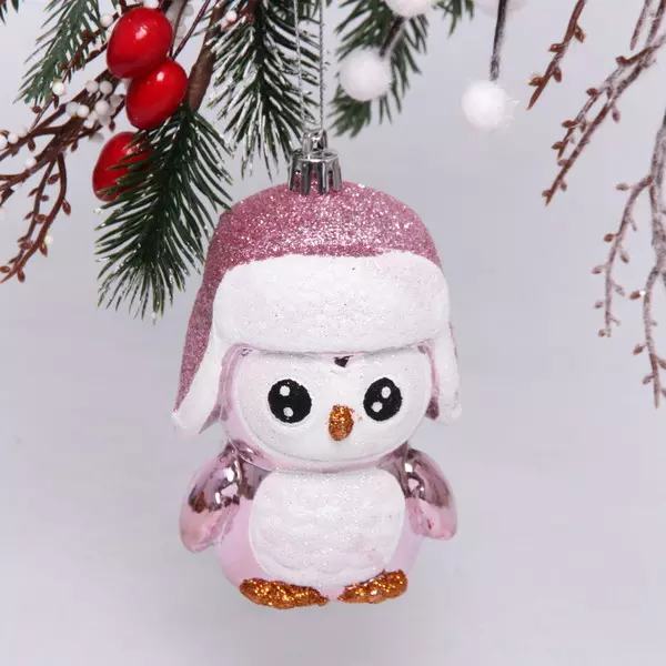 Елочная игрушка Милый Пингвиненок 12*7*12 см, розовый 916-0823