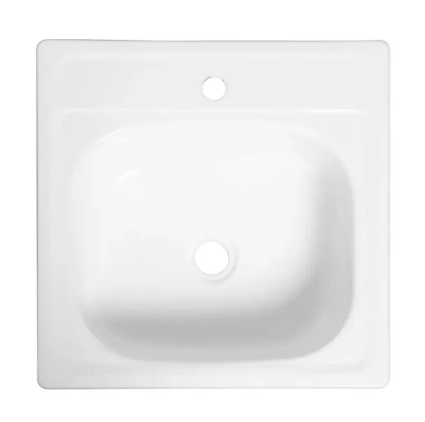 Мойка для кухни эмалированная 50х50х16 см стальная белая с кронштейнами, выпуск 1 1/2&quot; Сантэкс (Гомель)