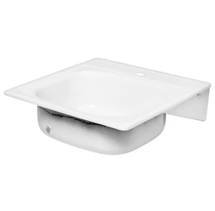 Мойка для кухни эмалированная 50х50х16 см стальная белая с кронштейнами, выпуск 1 1/2&quot; Сантэкс (Гомель)