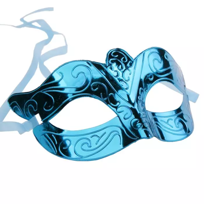 Маскарадная маска Голубые узоры  с лентой для крепления на голове / 17x6x9см 87048