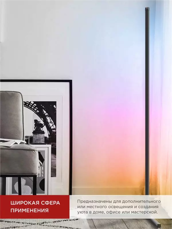 Торшер светодиодный RGB черный IN HOME 4690612049212