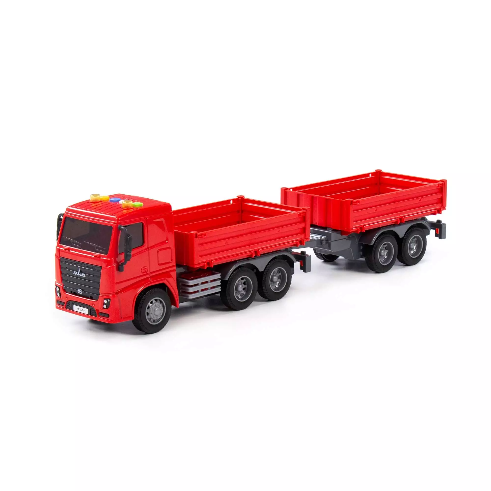 Грузовик бортовой с прицепом МАЗ, 473х105х120 мм, инерционный (со светом и звуком) Полесье 94155