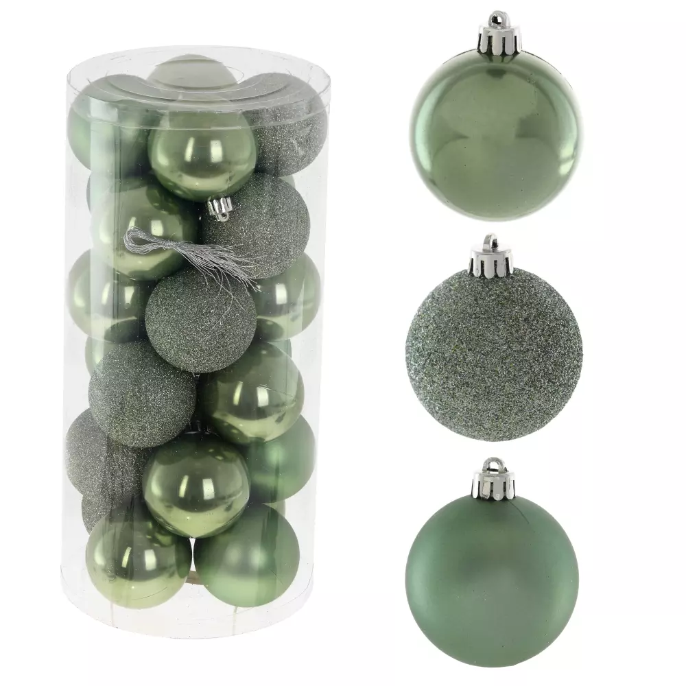 Новогодние шары зеленые (24 шт), D 6 см, L14 W14 H30,5 см, 753650