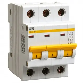 Автоматический выключатель IEK 3Р D 63А 4,5кА ВА47-29 MVA20-3-063-D