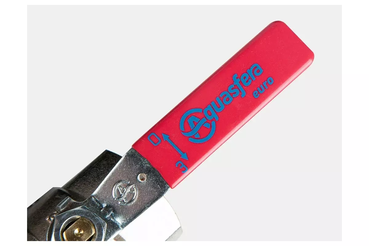 Кран шаровой полнопроходной 1/2&quot; ВР/американка, никель, рычаг красный, Aquasfera 1006-01