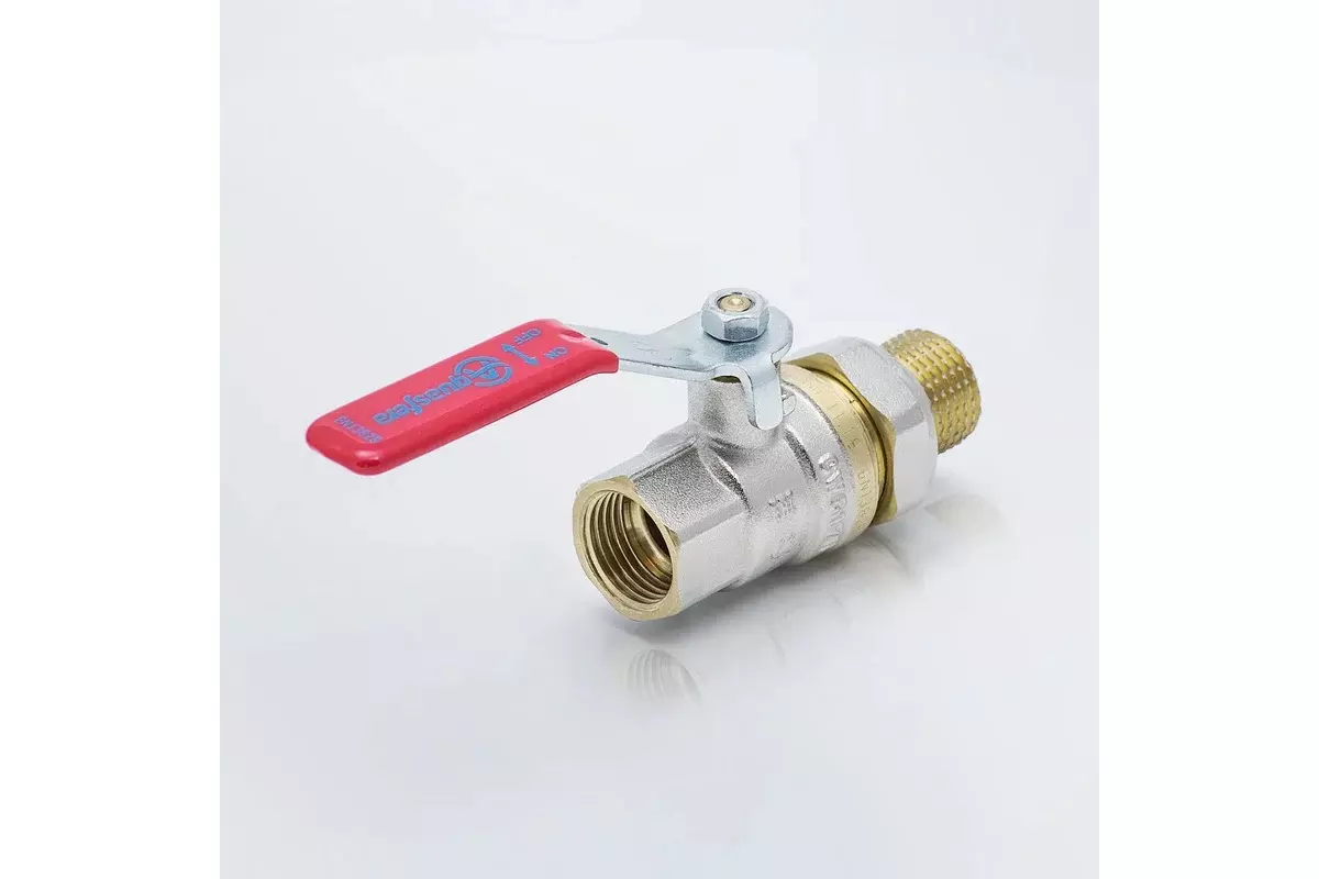 Кран шаровой полнопроходной 1/2&quot; ВР/американка, никель, рычаг красный, Aquasfera 1006-01