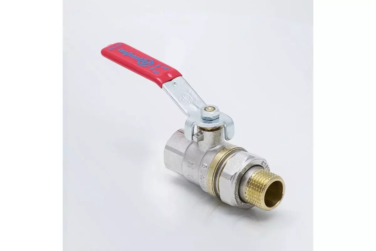 Кран шаровой полнопроходной 1/2&quot; ВР/американка, никель, рычаг красный, Aquasfera 1006-01