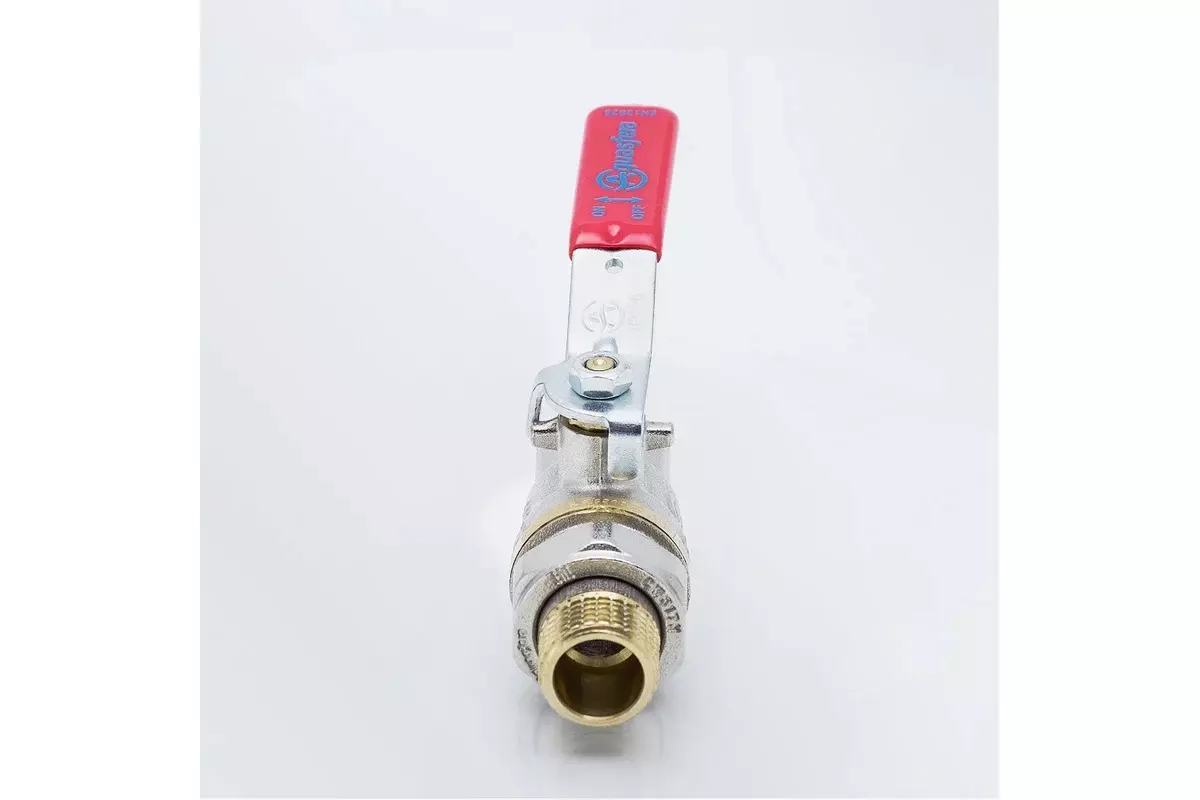 Кран шаровой полнопроходной 1/2&quot; ВР/американка, никель, рычаг красный, Aquasfera 1006-01