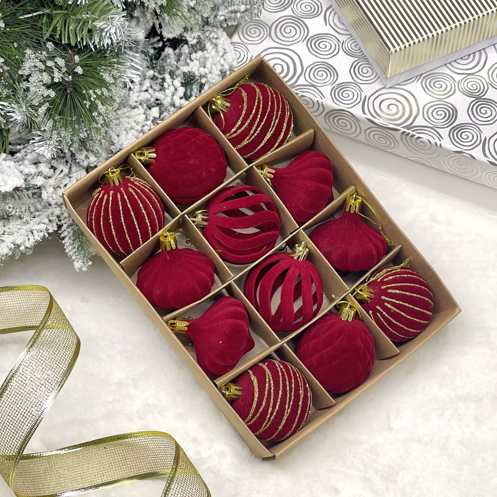 Елочные украшения Velour Восточная ночь 6 см (12 шт) рубин 201-4462