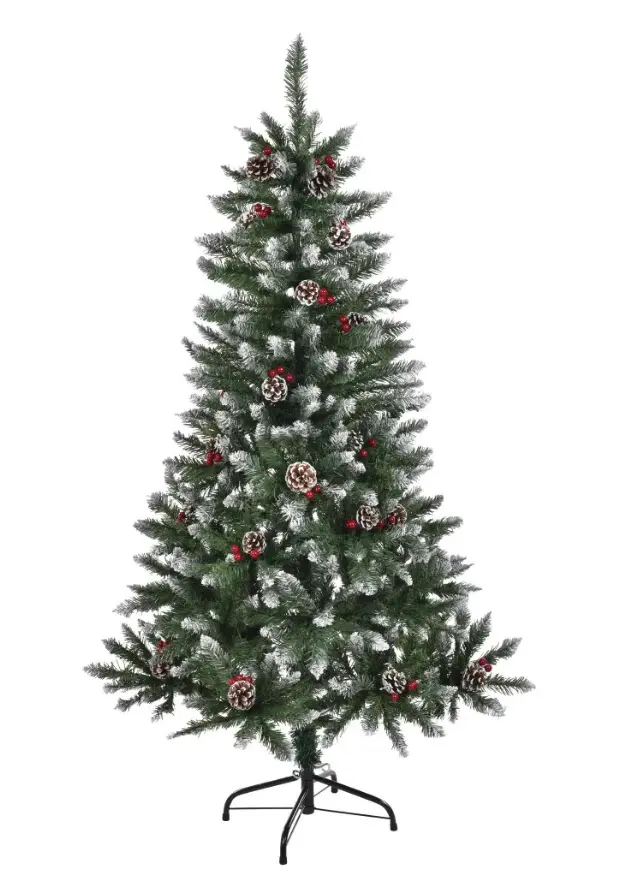 Искусственная елка 1,5 м, Заснеженная, декор: шишки и ягоды, Home Collection NTHD0400